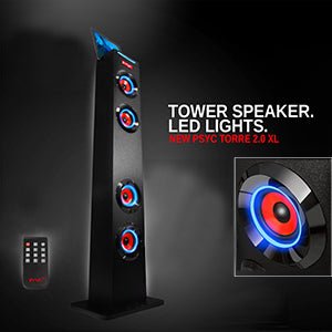 Sumvision PYSC Wireless Bluetooth LED Tower Speaker Torre XL Bluetooth Tower Speakers Stand for PC phone Iphone Ipad Samsung Galaxy with built in radio - Amazing Gadgets Outlet