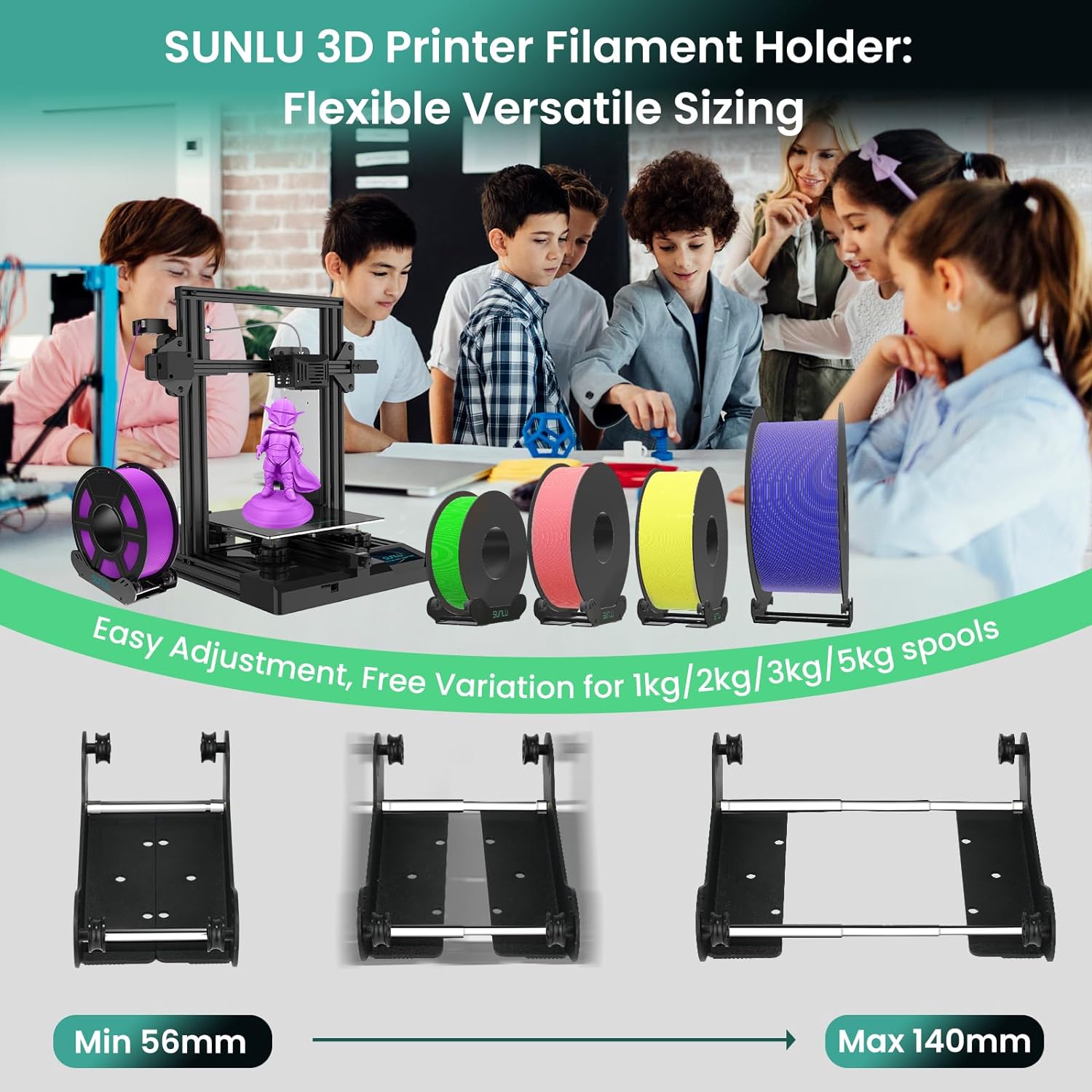 SUNLU 3D Printer Filament Holder, Precision Adjustable 3D Filament Mount Rack for 1kg/3kg/5kg Filament spools, Smooth Feeding and Adaptive for PLA/PETG/Nylon/Wood/TPU All 3D Printer Filament - Amazing Gadgets Outlet