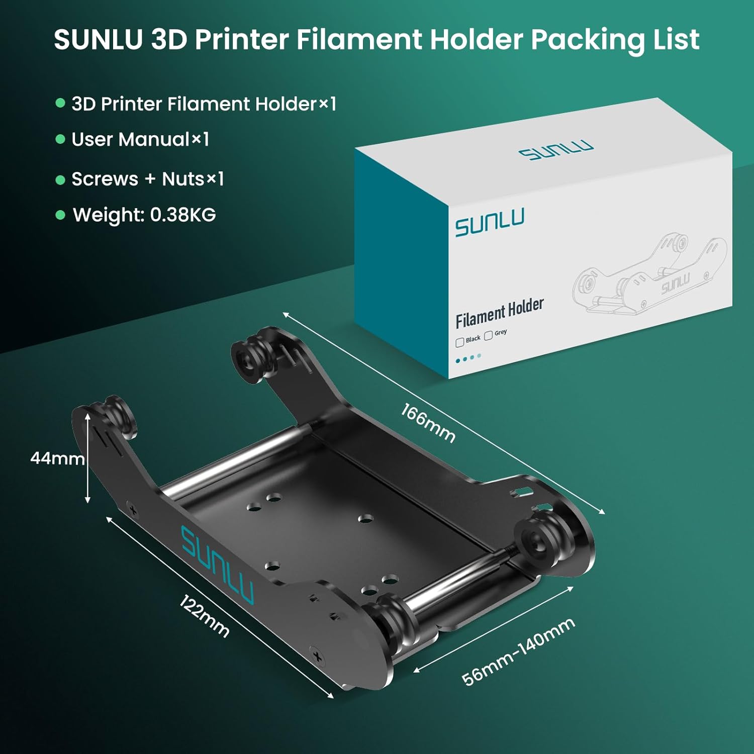 SUNLU 3D Printer Filament Holder, Precision Adjustable 3D Filament Mount Rack for 1kg/3kg/5kg Filament spools, Smooth Feeding and Adaptive for PLA/PETG/Nylon/Wood/TPU All 3D Printer Filament - Amazing Gadgets Outlet