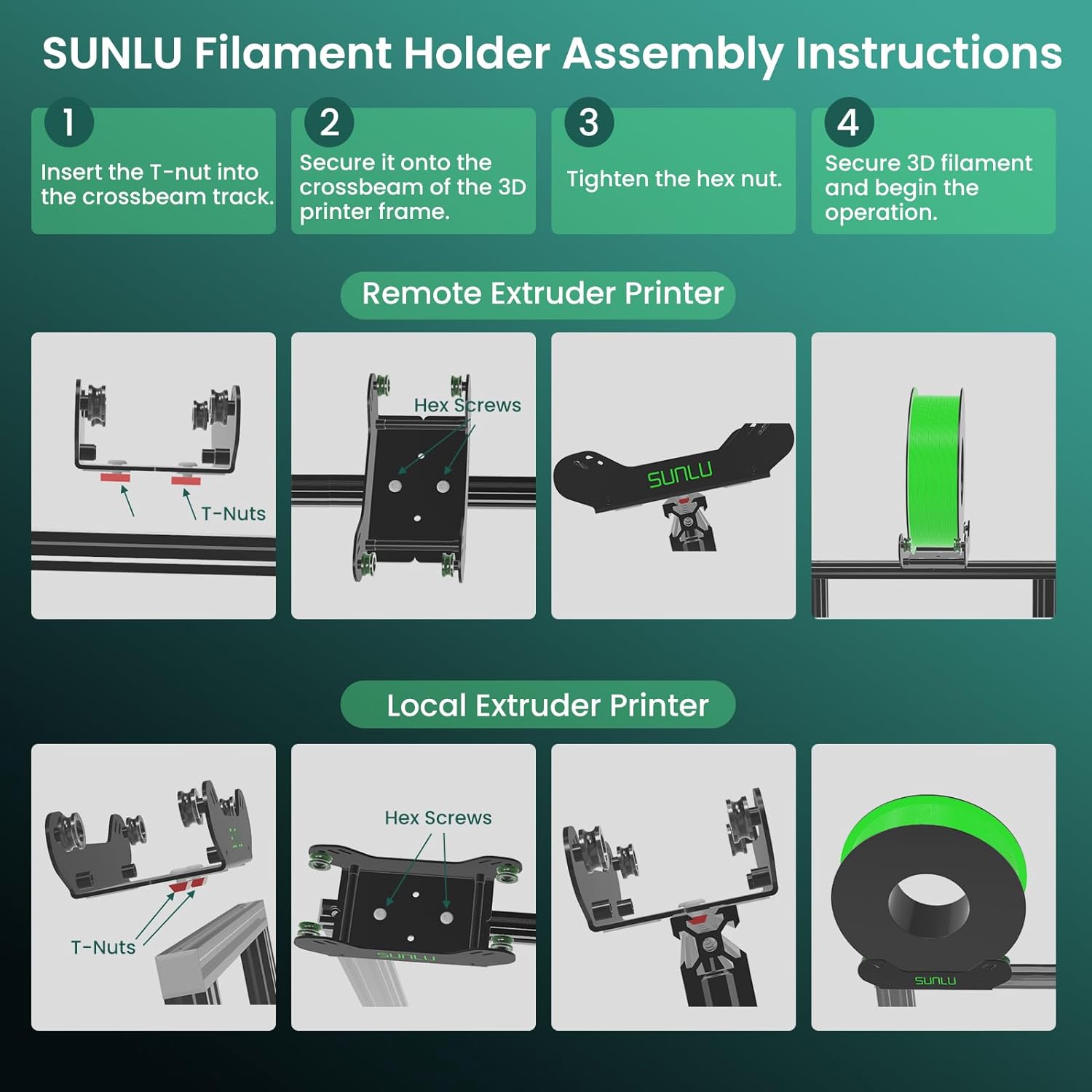 SUNLU 3D Printer Filament Holder, Precision Adjustable 3D Filament Mount Rack for 1kg/3kg/5kg Filament spools, Smooth Feeding and Adaptive for PLA/PETG/Nylon/Wood/TPU All 3D Printer Filament - Amazing Gadgets Outlet