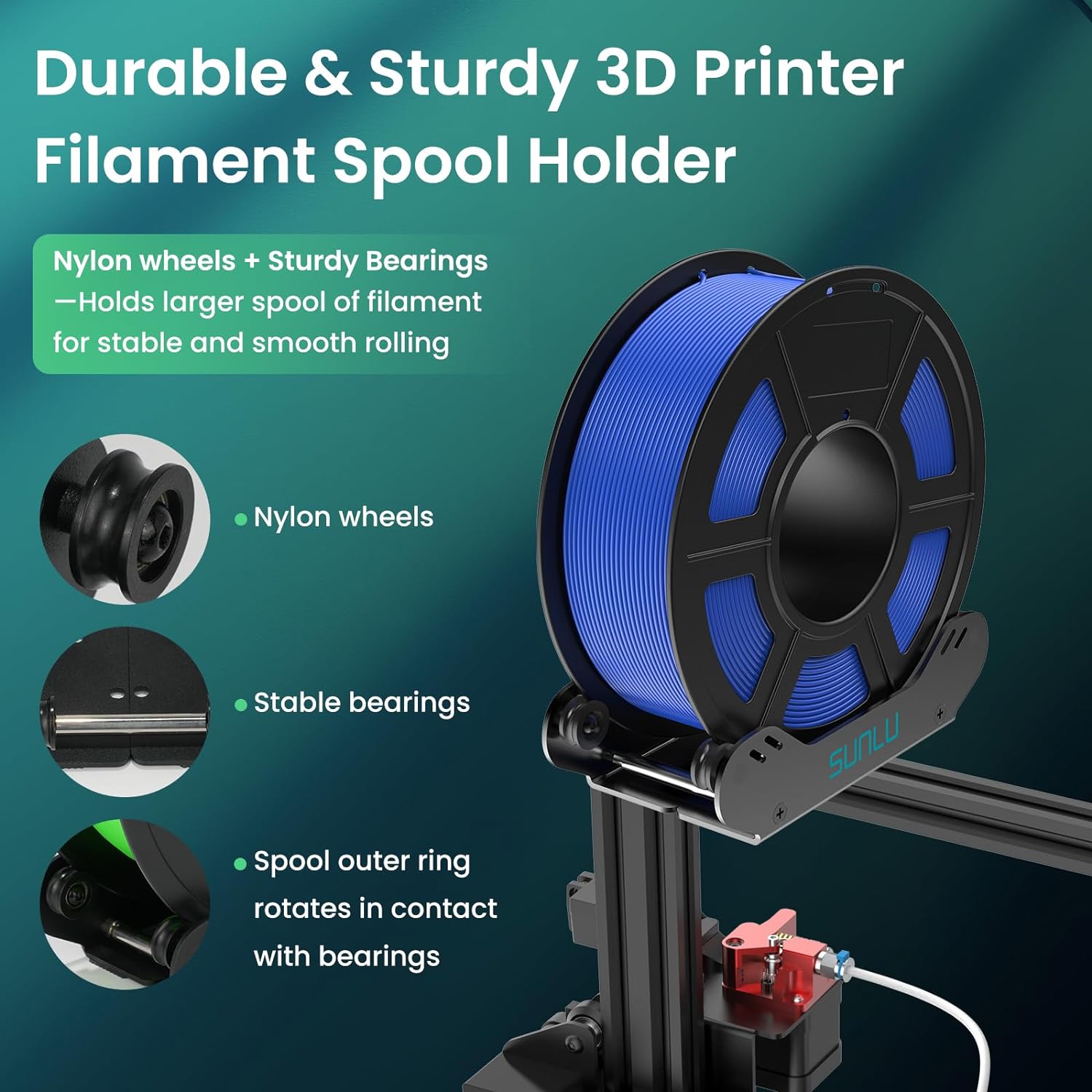 SUNLU 3D Printer Filament Holder, Precision Adjustable 3D Filament Mount Rack for 1kg/3kg/5kg Filament spools, Smooth Feeding and Adaptive for PLA/PETG/Nylon/Wood/TPU All 3D Printer Filament - Amazing Gadgets Outlet