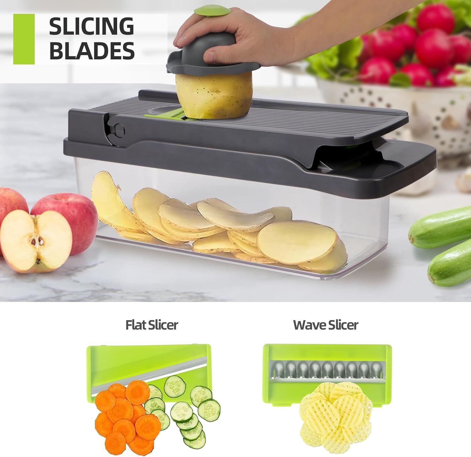 SunnySanji Vegetable Chopper,16 in 1 Food Chopper ，Onion Chopper，Multifunctional Mandoline Slicer,Vegetable Dicer or Julienne,Multi Blade Vegetable Cutter &Dicer Chopper,Includes Bonus Egg Slicer. - Amazing Gadgets Outlet