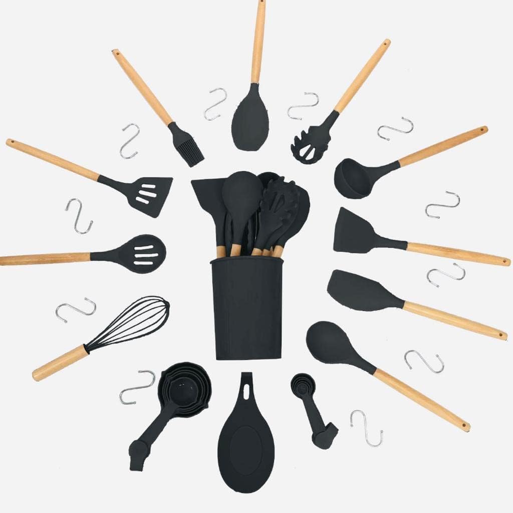 Super Professional 33 Pieces Kitchen Utensil Set, Silicon and Wooden Kitchen Set, Heat Resistant and Non - Sticky Cooking Utensils Set. - Amazing Gadgets Outlet