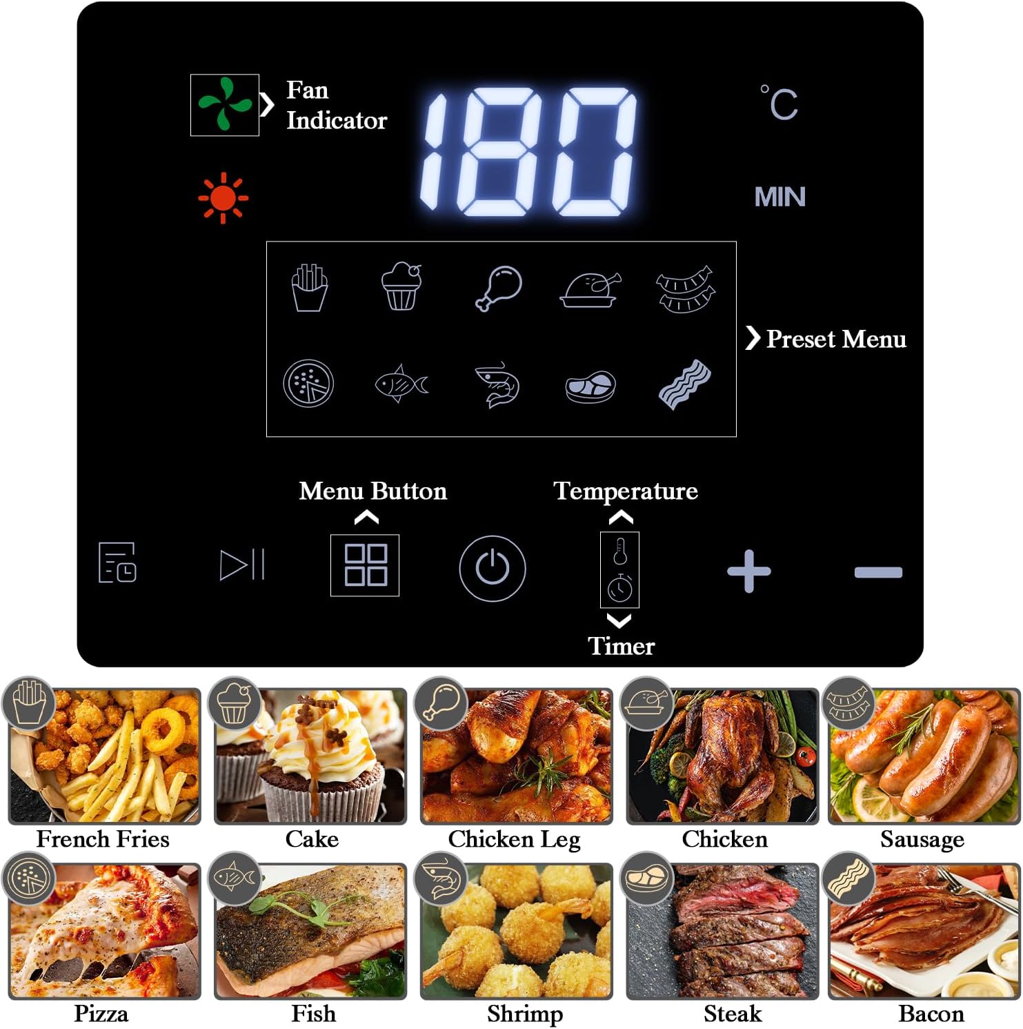 SUPERLEX 8L Ari Fryer, Electric Multi - Function Cooker, 10 - IN - 1 Mini Oven, For Bake, Grill and Dehydrate, Touch Screen, Smart Finish, Timer Function - Amazing Gadgets Outlet