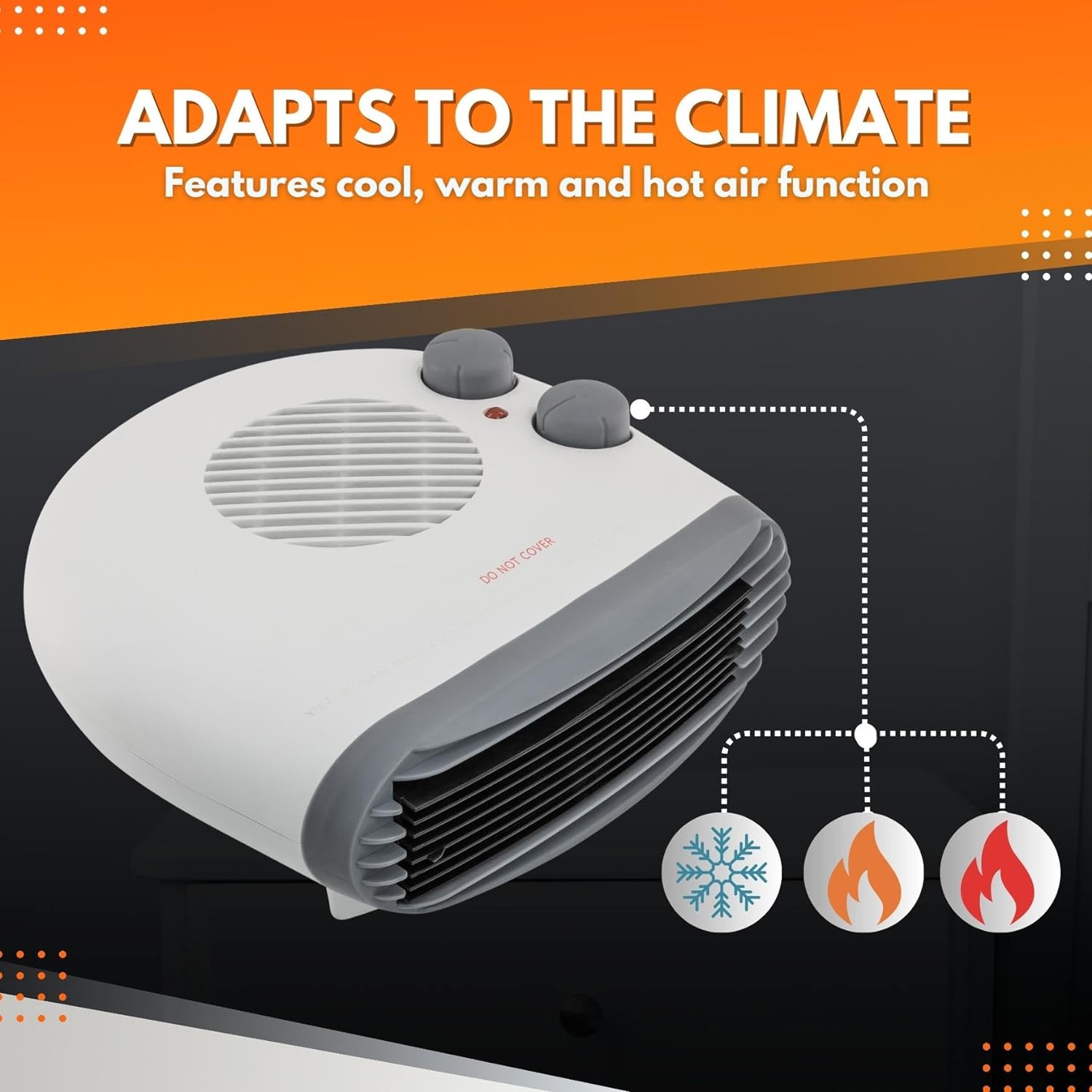 Supply Cube Horizontal Fan Heater | Portable Heater with Overheat Protection & 2 Heat Settings | Electric Heater Energy Efficient Room Heater | Space Heater, Heaters For Home Low energy - Amazing Gadgets Outlet