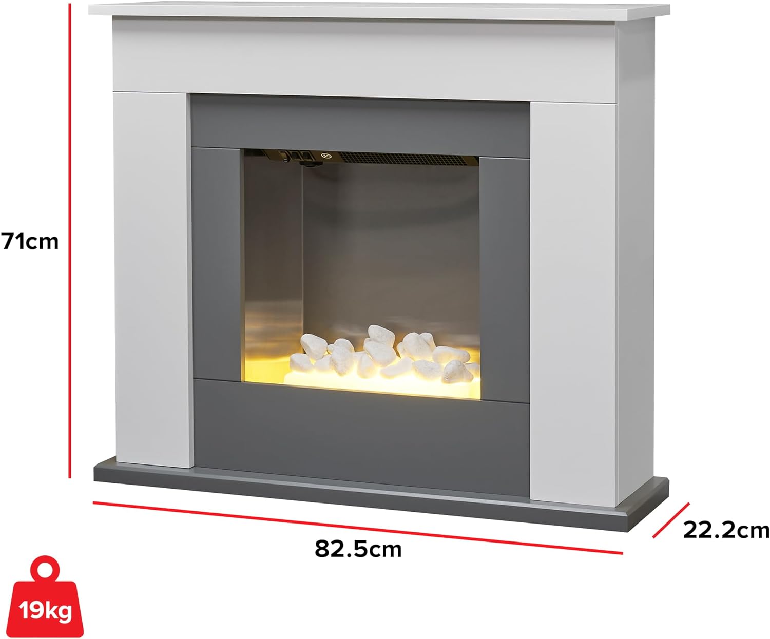 Sureflame California Electric Fireplace Suite, 32 Inch (White & Grey) - Amazing Gadgets Outlet