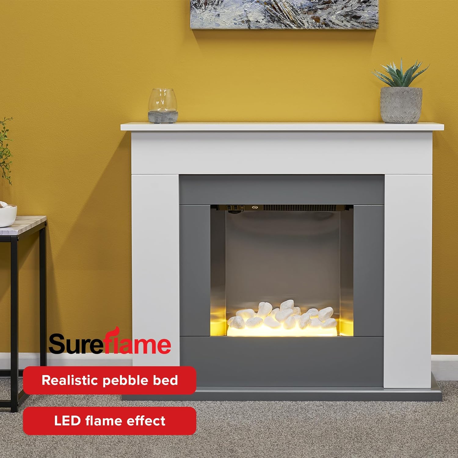 Sureflame California Electric Fireplace Suite, 32 Inch (White & Grey) - Amazing Gadgets Outlet