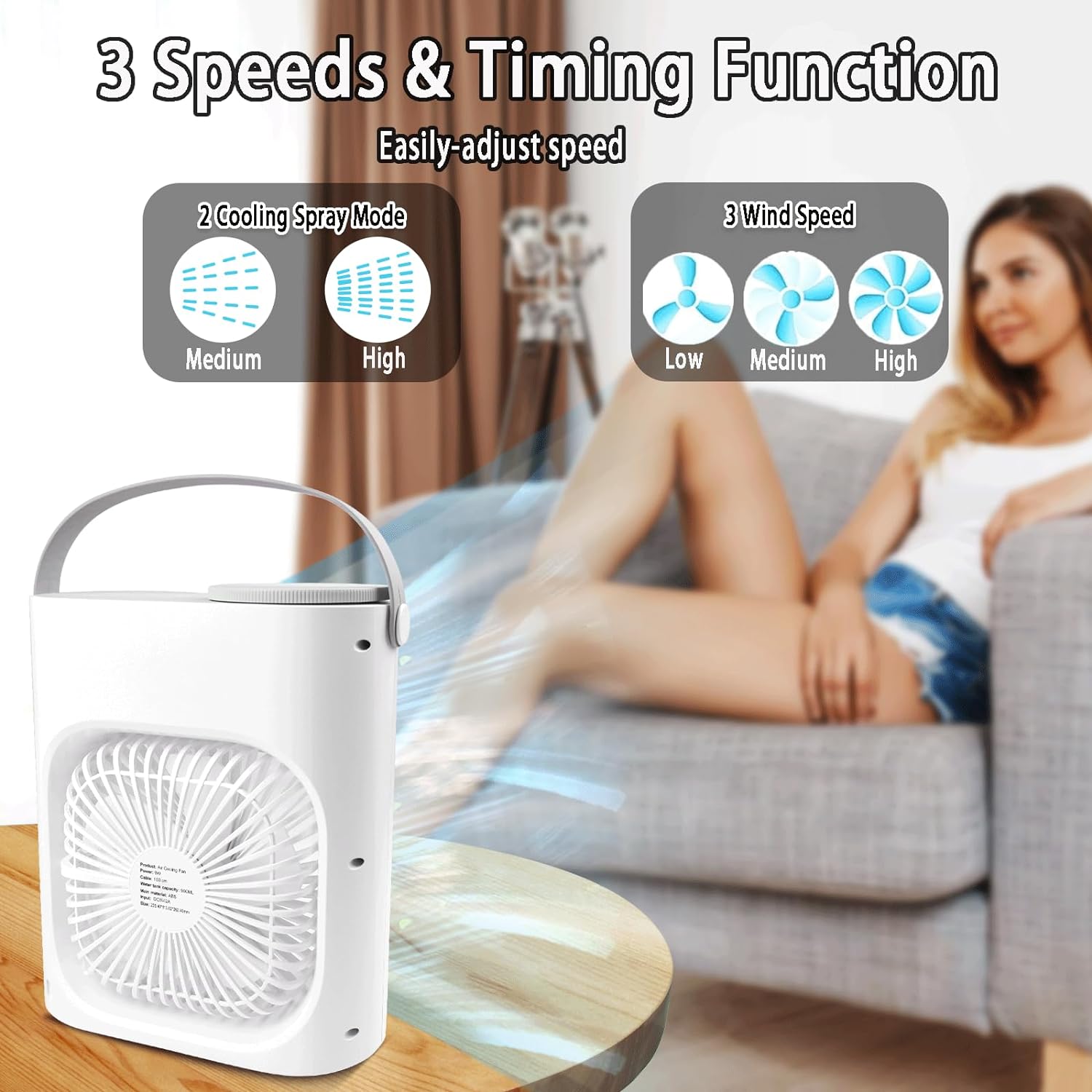 Surplex Portable Air Cooler, 4 in 1 900ML Personal Air Conditioner Fan with 3 Speeds 2 Spray, Small USB Evaporation Air Cooler Fan, Mini Desk Cooling Conditioner Fan with Humidifier for Room Office - Amazing Gadgets Outlet