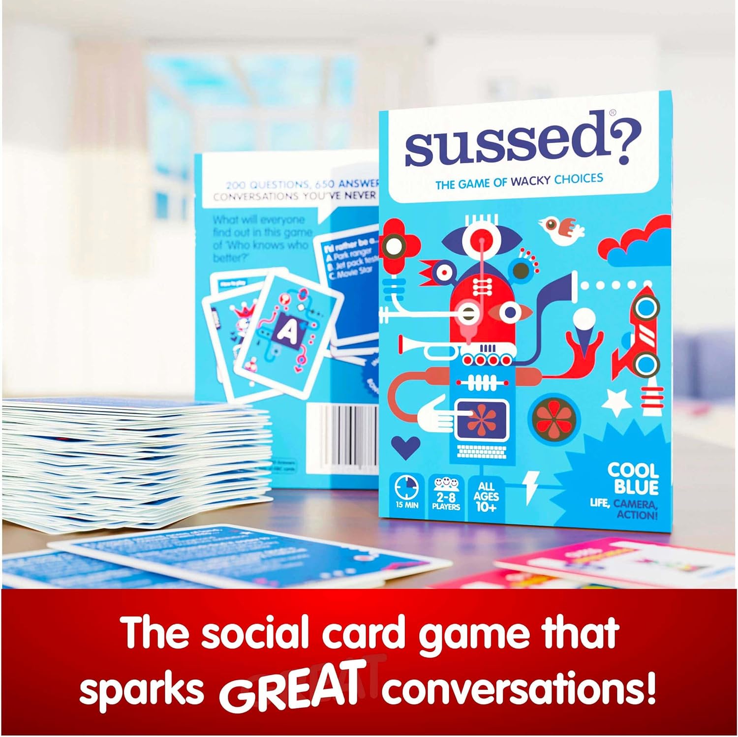 SUSSED The Game of Wacky Choices | Card Game For Teens, Kids 10+, Adults | How Well Do You Know Each Other? | Great Travel Gift | Cool Blue Deck - Amazing Gadgets Outlet