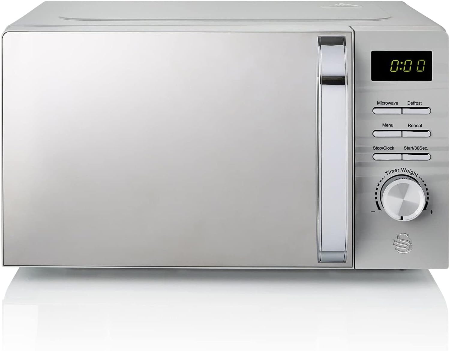 Swan 700W Grey Symphony LED Digital Microwave, 20L Capacity, 5 Microwave Power Levels, Defrost and Reheat Settings, 60 Minute Timer and Digital Display, SM22038LGRN - Amazing Gadgets Outlet