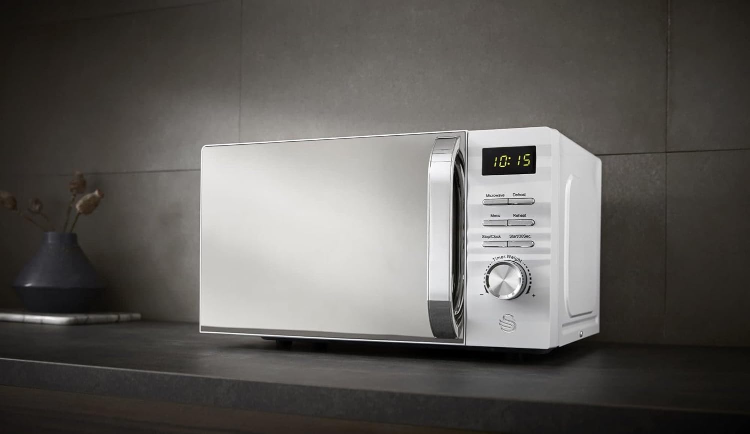 Swan 700W White Symphony LED Digital Microwave, 20L Capacity, 5 Microwave Power Levels, Defrost and Reheat Settings, 60 Minute Timer and Digital Display, SM22038LWN - Amazing Gadgets Outlet