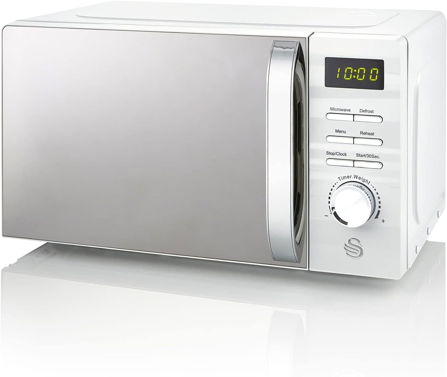 Swan 700W White Symphony LED Digital Microwave, 20L Capacity, 5 Microwave Power Levels, Defrost and Reheat Settings, 60 Minute Timer and Digital Display, SM22038LWN - Amazing Gadgets Outlet