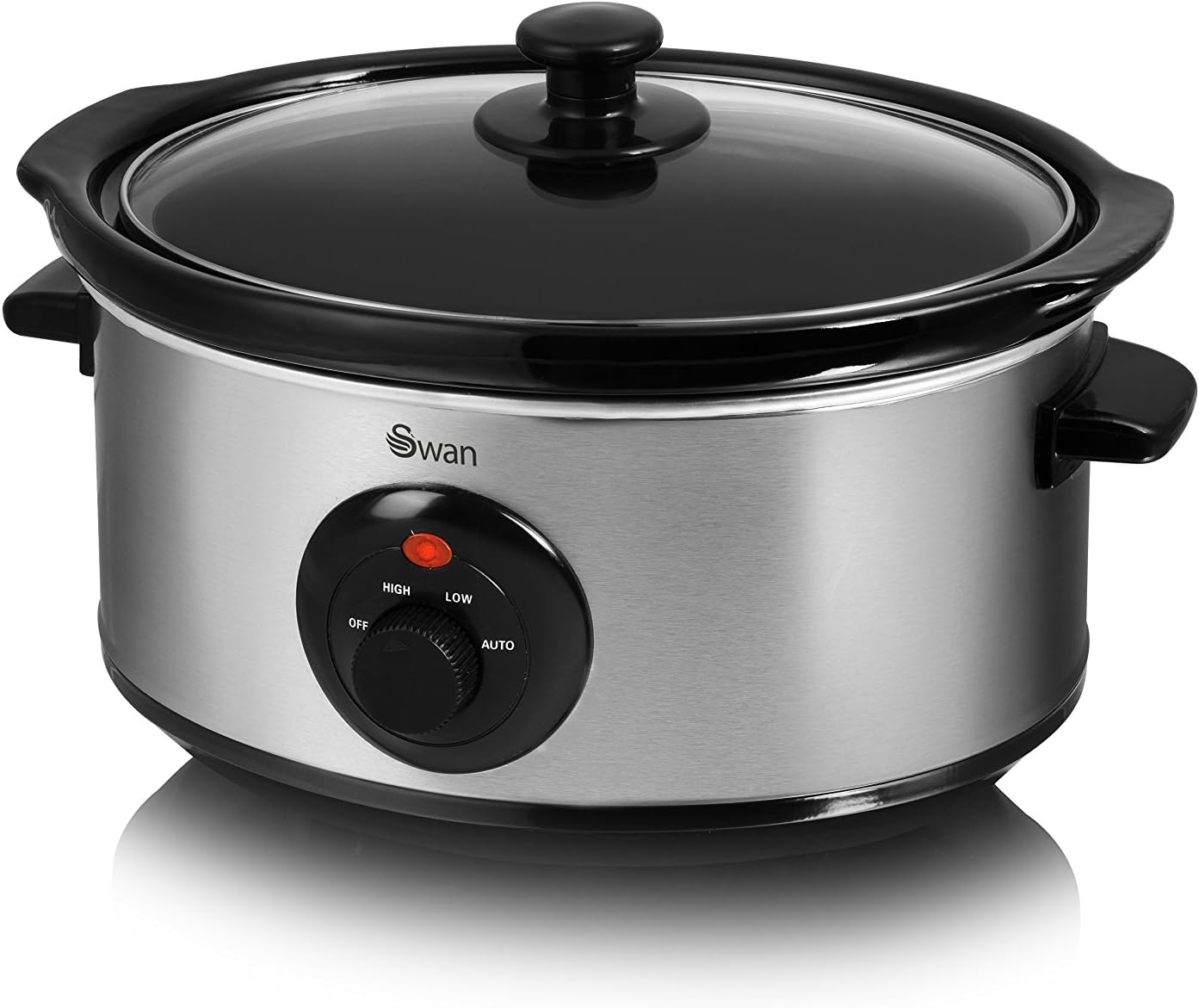 Swan SF17020N 3.5 Litre Oval Stainless Steel Slow Cooker with 3 Cooking Settings, 200W, Silver - Amazing Gadgets Outlet