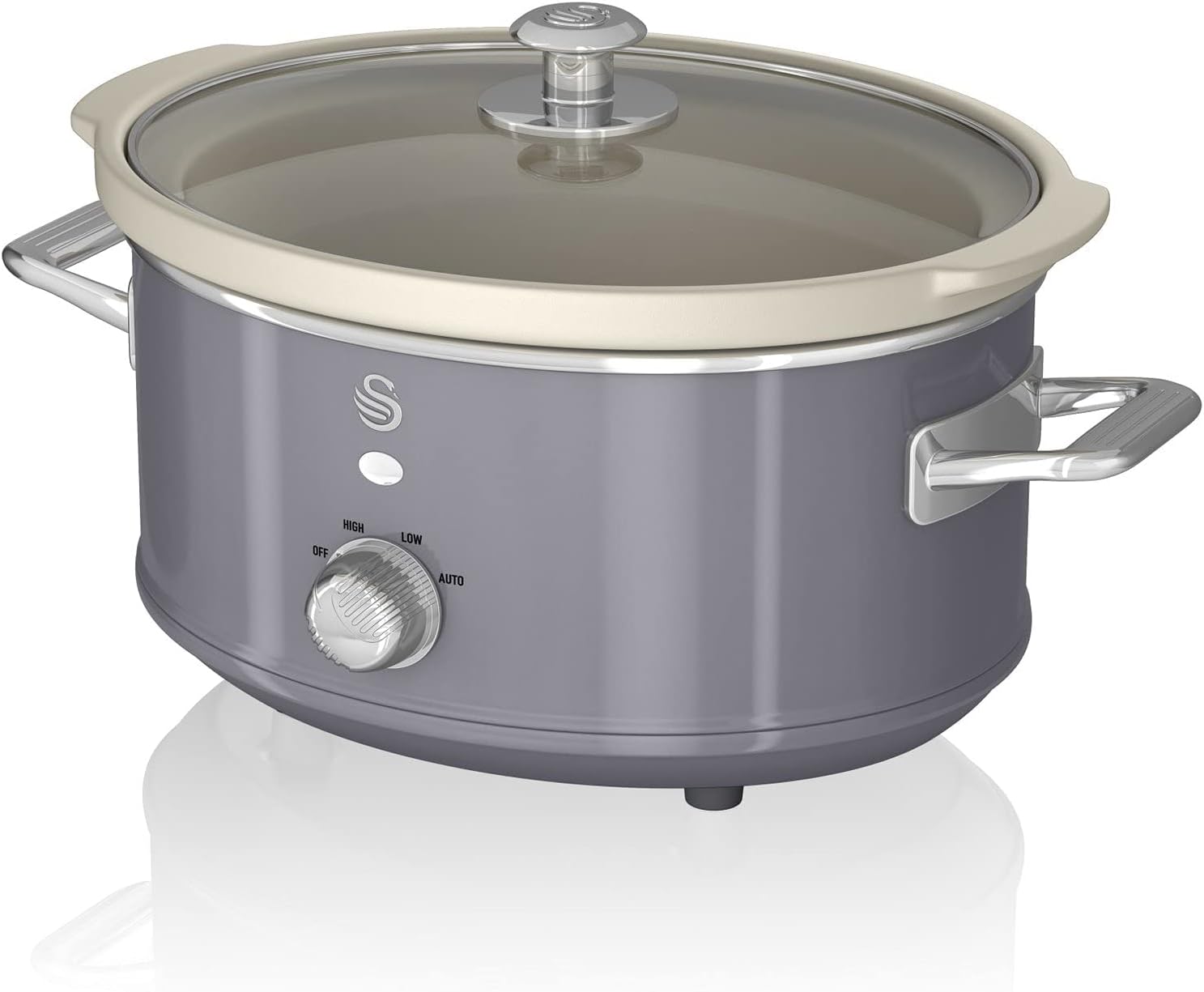 Swan SF17021GRYN Nordic Slow Cooker with 3 Temperature Settings, Keep Warm Function, 3.5L, 200W, Grey - Amazing Gadgets Outlet