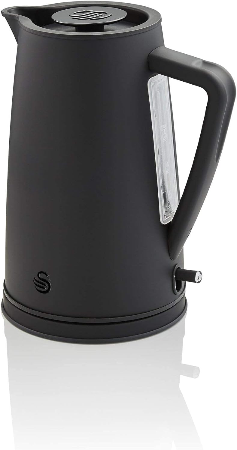 Swan SK14640BLKN Stealth Jug Kettle, Steamlined Design, Rapid Boil, 1.7L, 3000W, Matte Black - Amazing Gadgets Outlet