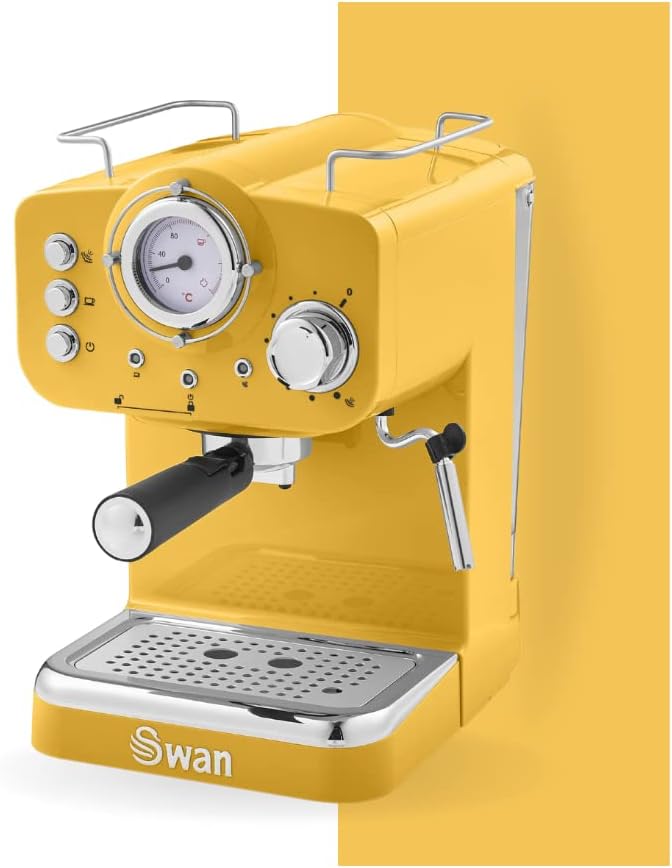 Swan SK22110GN Retro Espresso Coffee Machine with Milk Frother, Steam Pressure Control, 1.2L Detachable Water Tank, 1100W, Retro Green - Amazing Gadgets Outlet