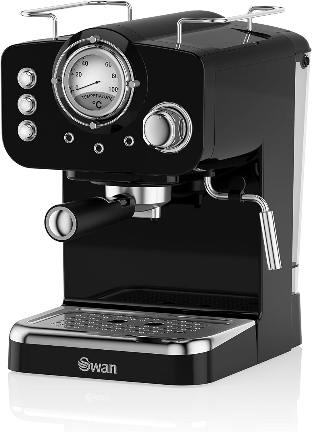 Swan SK22110GN Retro Espresso Coffee Machine with Milk Frother, Steam Pressure Control, 1.2L Detachable Water Tank, 1100W, Retro Green - Amazing Gadgets Outlet