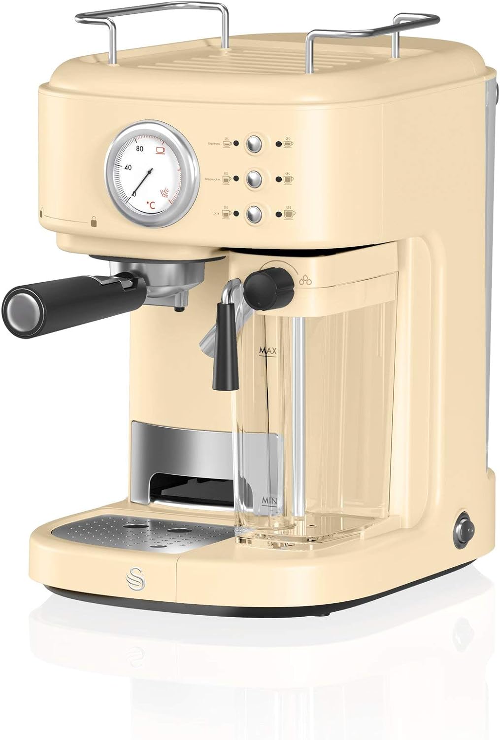 Swan SK22110GN Retro Espresso Coffee Machine with Milk Frother, Steam Pressure Control, 1.2L Detachable Water Tank, 1100W, Retro Green - Amazing Gadgets Outlet