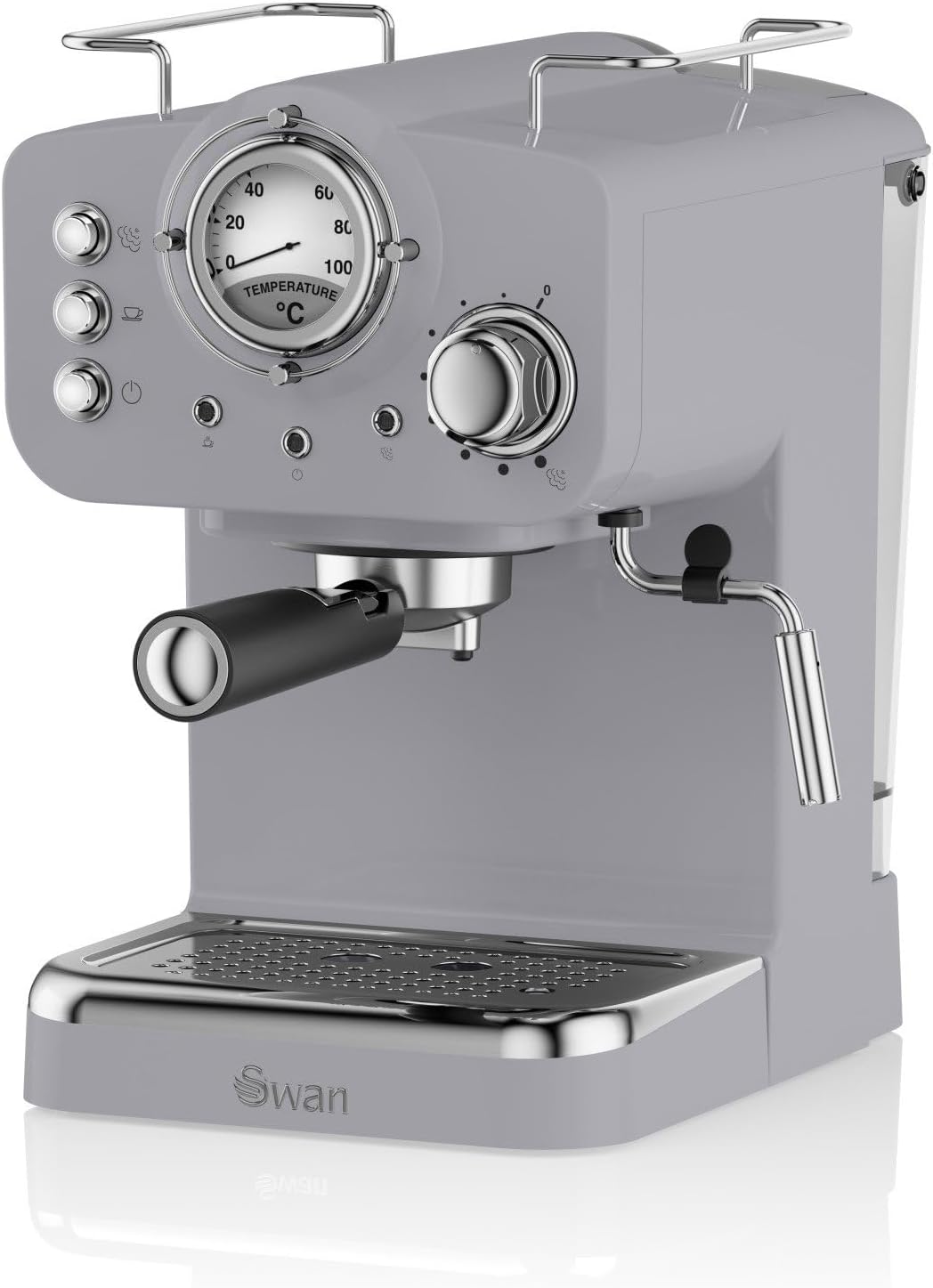 Swan SK22110GN Retro Espresso Coffee Machine with Milk Frother, Steam Pressure Control, 1.2L Detachable Water Tank, 1100W, Retro Green - Amazing Gadgets Outlet