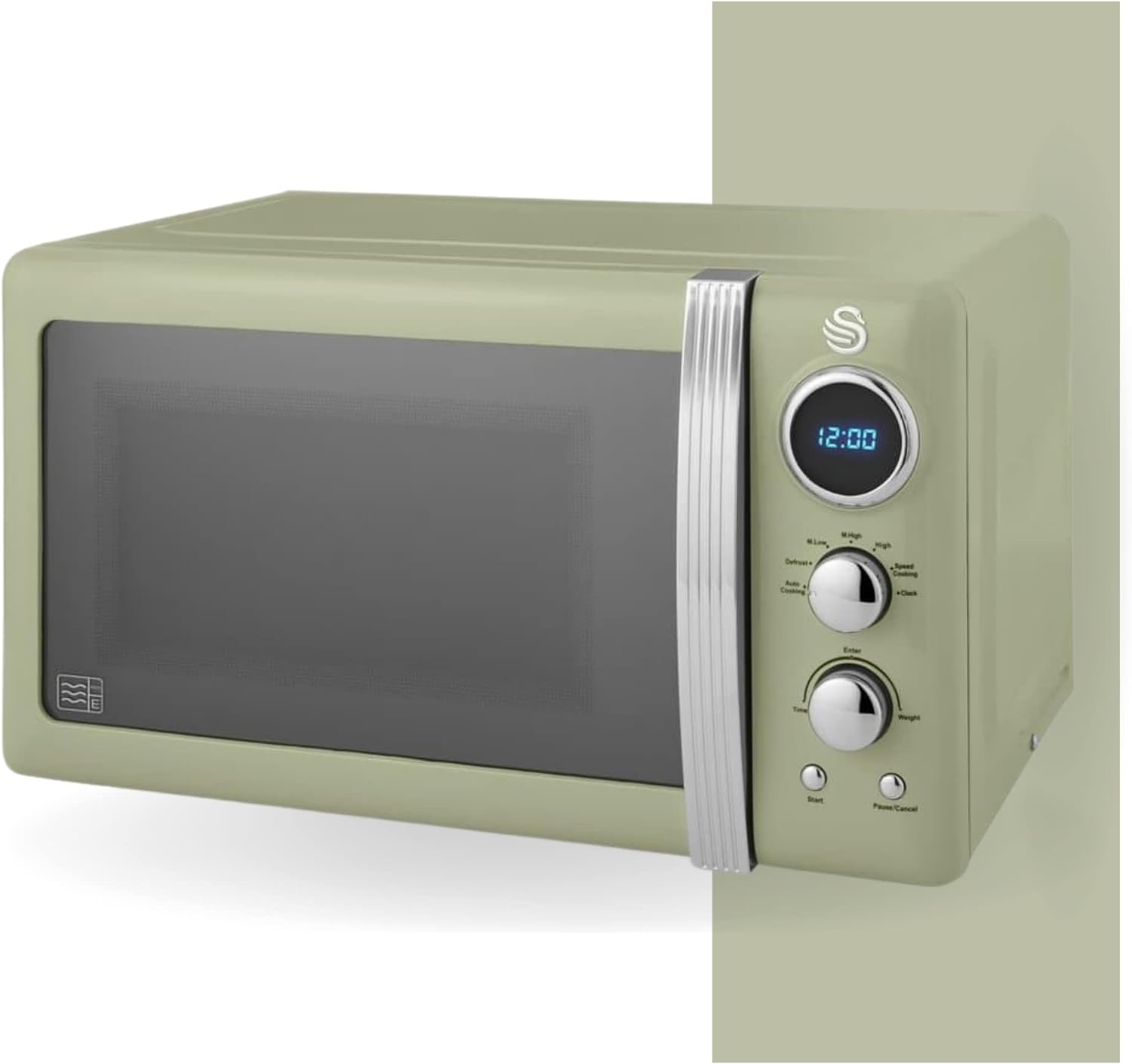 Swan SM22030LCN Retro LED Digital Microwave with Glass Turntable, 5 Power levels & Defrost Setting, 20L, 800W, Cream - Amazing Gadgets Outlet