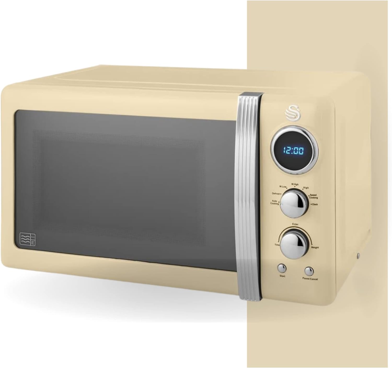 Swan SM22030LCN Retro LED Digital Microwave with Glass Turntable, 5 Power levels & Defrost Setting, 20L, 800W, Cream - Amazing Gadgets Outlet