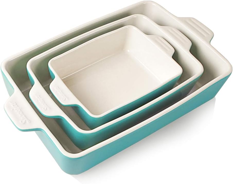 Sweejar Home Ceramic Bakeware Set, Rectangular Baking Dish Lasagna Pans for Cooking, Kitchen, Cake Dinner, Banquet and Daily Use, 30 x 20 x 7 cm of Casserole Dishes (Navy) - Amazing Gadgets Outlet