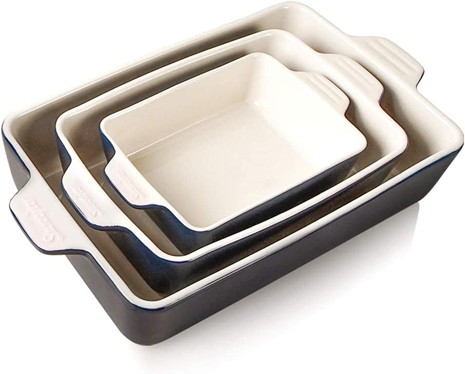 Sweejar Home Ceramic Bakeware Set, Rectangular Baking Dish Lasagna Pans for Cooking, Kitchen, Cake Dinner, Banquet and Daily Use, 30 x 20 x 7 cm of Casserole Dishes (Navy) - Amazing Gadgets Outlet