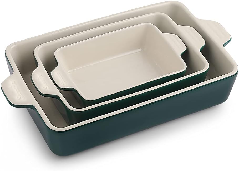 Sweejar Home Ceramic Bakeware Set, Rectangular Baking Dish Lasagna Pans for Cooking, Kitchen, Cake Dinner, Banquet and Daily Use, 30 x 20 x 7 cm of Casserole Dishes (Navy) - Amazing Gadgets Outlet