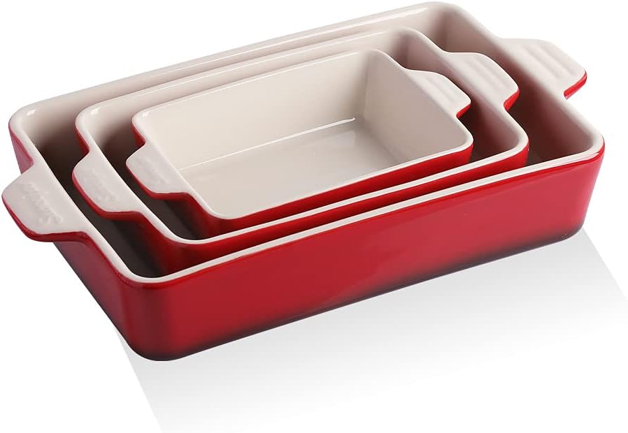 Sweejar Home Ceramic Bakeware Set, Rectangular Baking Dish Lasagna Pans for Cooking, Kitchen, Cake Dinner, Banquet and Daily Use, 30 x 20 x 7 cm of Casserole Dishes (Navy) - Amazing Gadgets Outlet