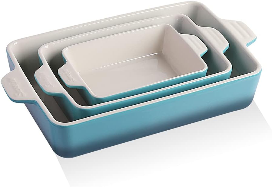 Sweejar Home Ceramic Bakeware Set, Rectangular Baking Dish Lasagna Pans for Cooking, Kitchen, Cake Dinner, Banquet and Daily Use, 30 x 20 x 7 cm of Casserole Dishes (Navy) - Amazing Gadgets Outlet