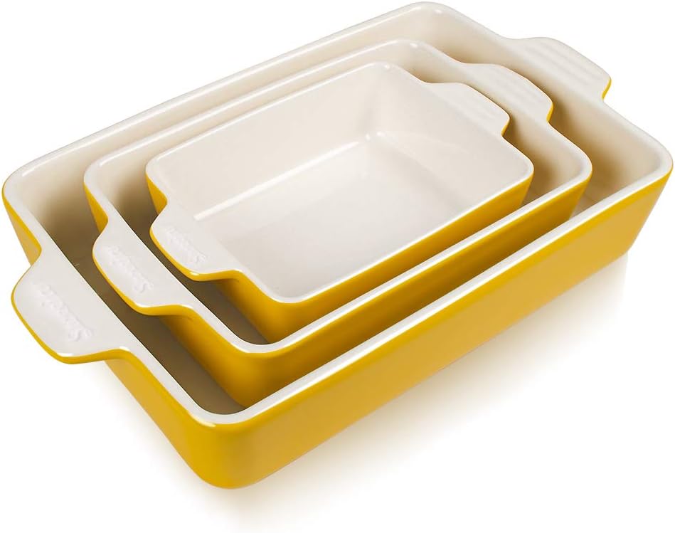 Sweejar Home Ceramic Bakeware Set, Rectangular Baking Dish Lasagna Pans for Cooking, Kitchen, Cake Dinner, Banquet and Daily Use, 30 x 20 x 7 cm of Casserole Dishes (Navy) - Amazing Gadgets Outlet