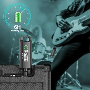 SWIFF Wireless Guitar Transmitter Receiver, Guitar Wireless System Low Latency Rechargeable Digital Audio Wireless Guitar System Support Multi Channels for All Electric Musical Instruments - Amazing Gadgets Outlet