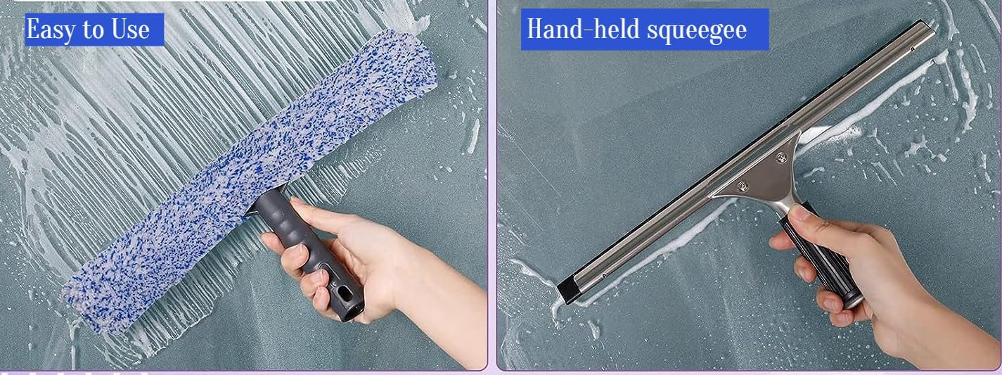 SWISSPACK Squeegee Cleaner and Glass Window Wiper,14” Professional Window Cleaning Kit Squeegee for Window, Car, Bathroom & Shower 2 - in - 1 Combi Glass Scrubber Thick Micro Fibre Cloth 30x30   Import  Single ASIN  Import  Multiple ASIN ×Product cus - Amazing Gadgets Outlet