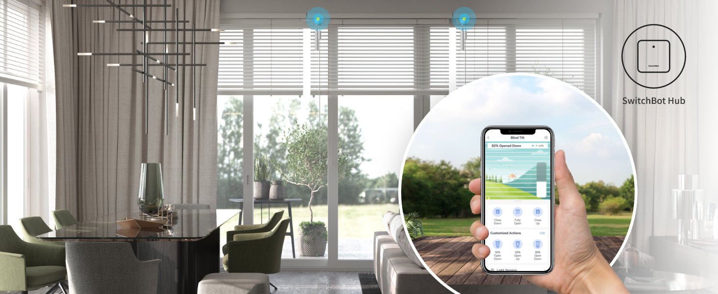 SwitchBot Blind Tilt Motorized Blinds - Smart Electric Blinds with Bluetooth Remote Control, Solar Powered, Light Sensing Control, Add Hub to Work with Alexa & Google Home - Amazing Gadgets Outlet