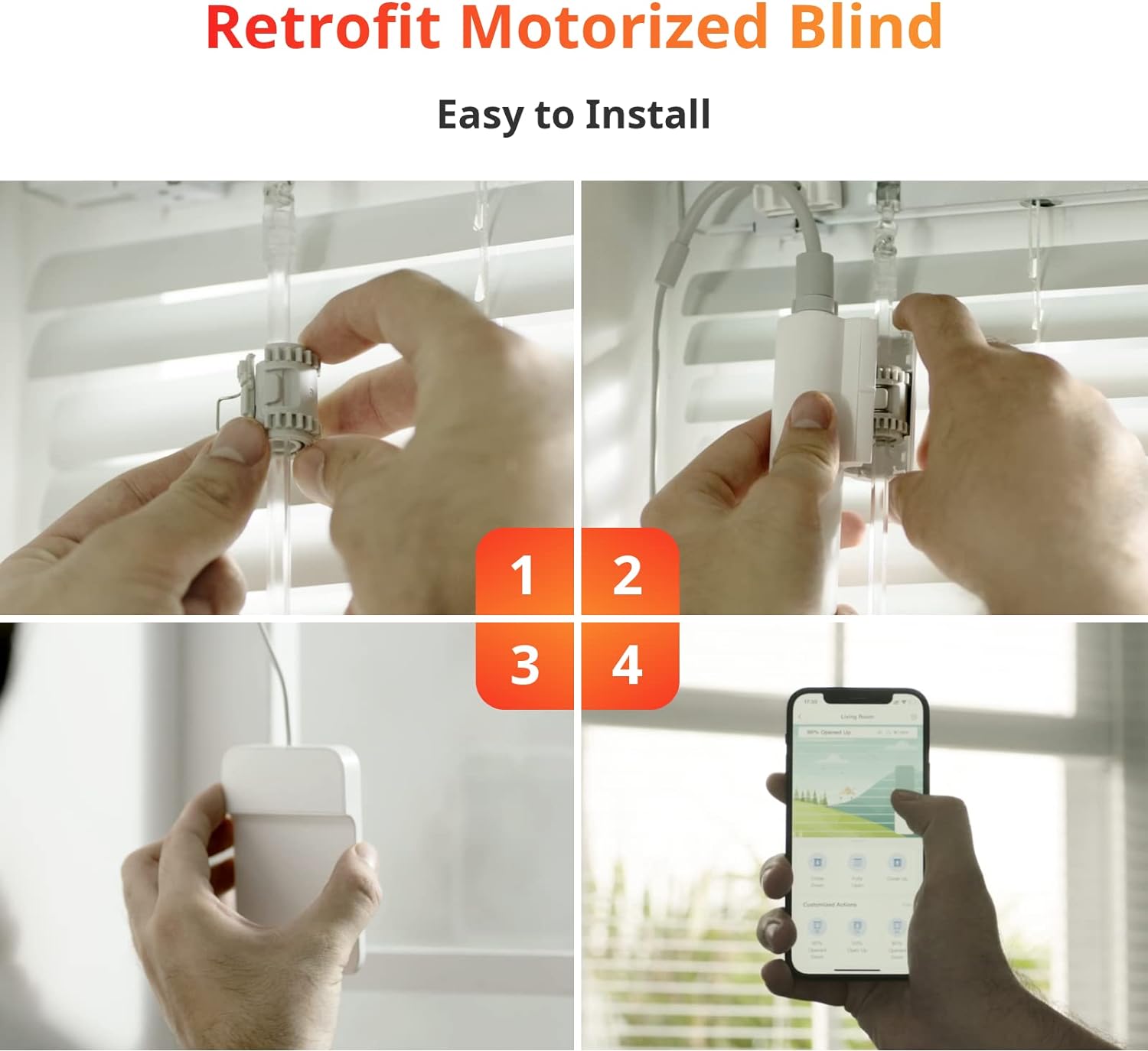 SwitchBot Blind Tilt Motorized Blinds - Smart Electric Blinds with Bluetooth Remote Control, Solar Powered, Light Sensing Control, Add Hub to Work with Alexa & Google Home - Amazing Gadgets Outlet