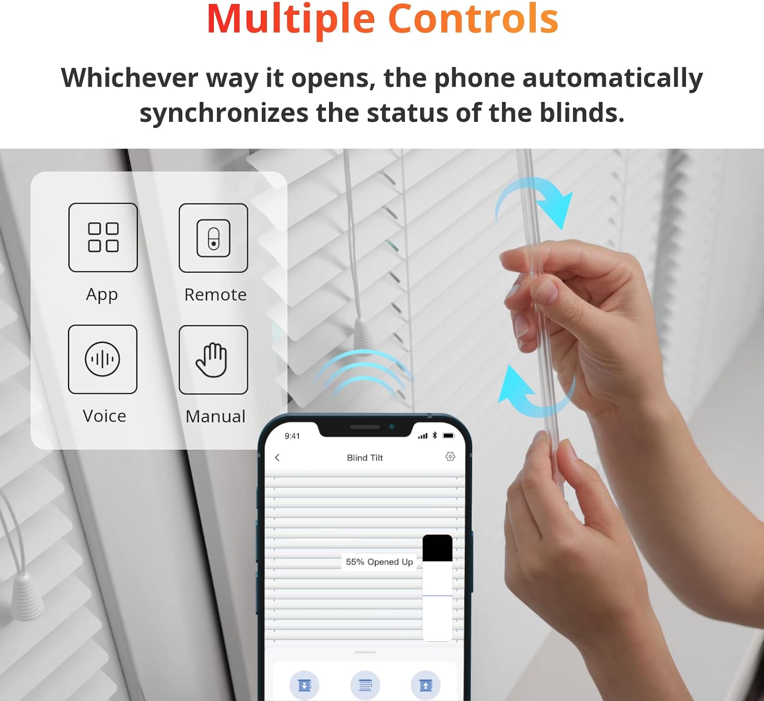 SwitchBot Blind Tilt Motorized Blinds - Smart Electric Blinds with Bluetooth Remote Control, Solar Powered, Light Sensing Control, Add Hub to Work with Alexa & Google Home - Amazing Gadgets Outlet