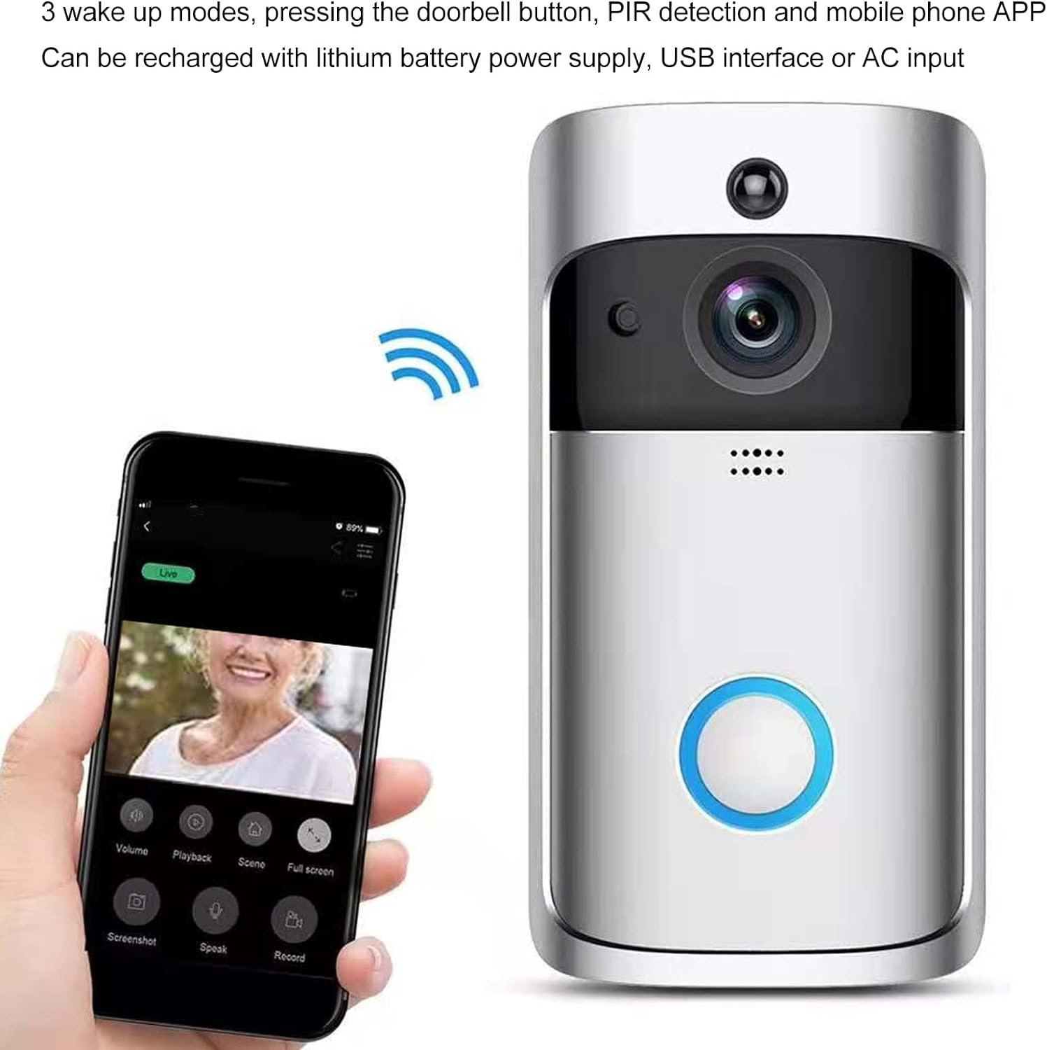 Sxhlseller Ring Video Doorbell,Wireless WiFi Video Doorbell Camera,Video Door Bell Intelligent WiFi 720P Camera Night Vision Remote Visual Intercom Doorbell for Home - Amazing Gadgets Outlet