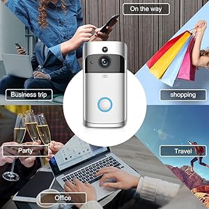 Sxhlseller Ring Video Doorbell,Wireless WiFi Video Doorbell Camera,Video Door Bell Intelligent WiFi 720P Camera Night Vision Remote Visual Intercom Doorbell for Home - Amazing Gadgets Outlet