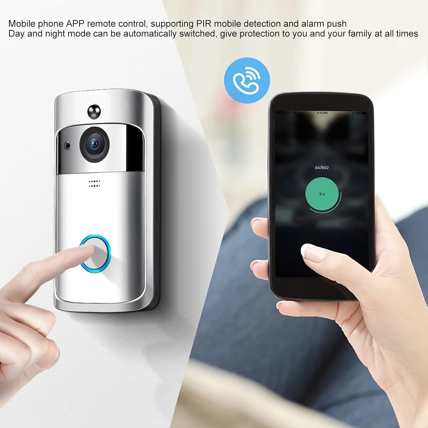 Sxhlseller Ring Video Doorbell,Wireless WiFi Video Doorbell Camera,Video Door Bell Intelligent WiFi 720P Camera Night Vision Remote Visual Intercom Doorbell for Home - Amazing Gadgets Outlet