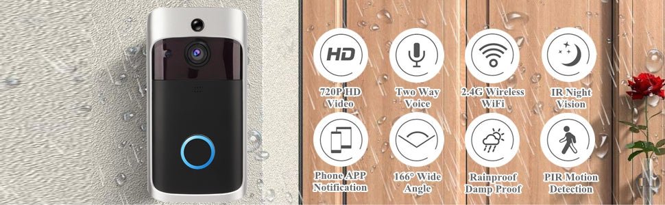 Sxhlseller Ring Video Doorbell,Wireless WiFi Video Doorbell Camera,Video Door Bell Intelligent WiFi 720P Camera Night Vision Remote Visual Intercom Doorbell for Home - Amazing Gadgets Outlet