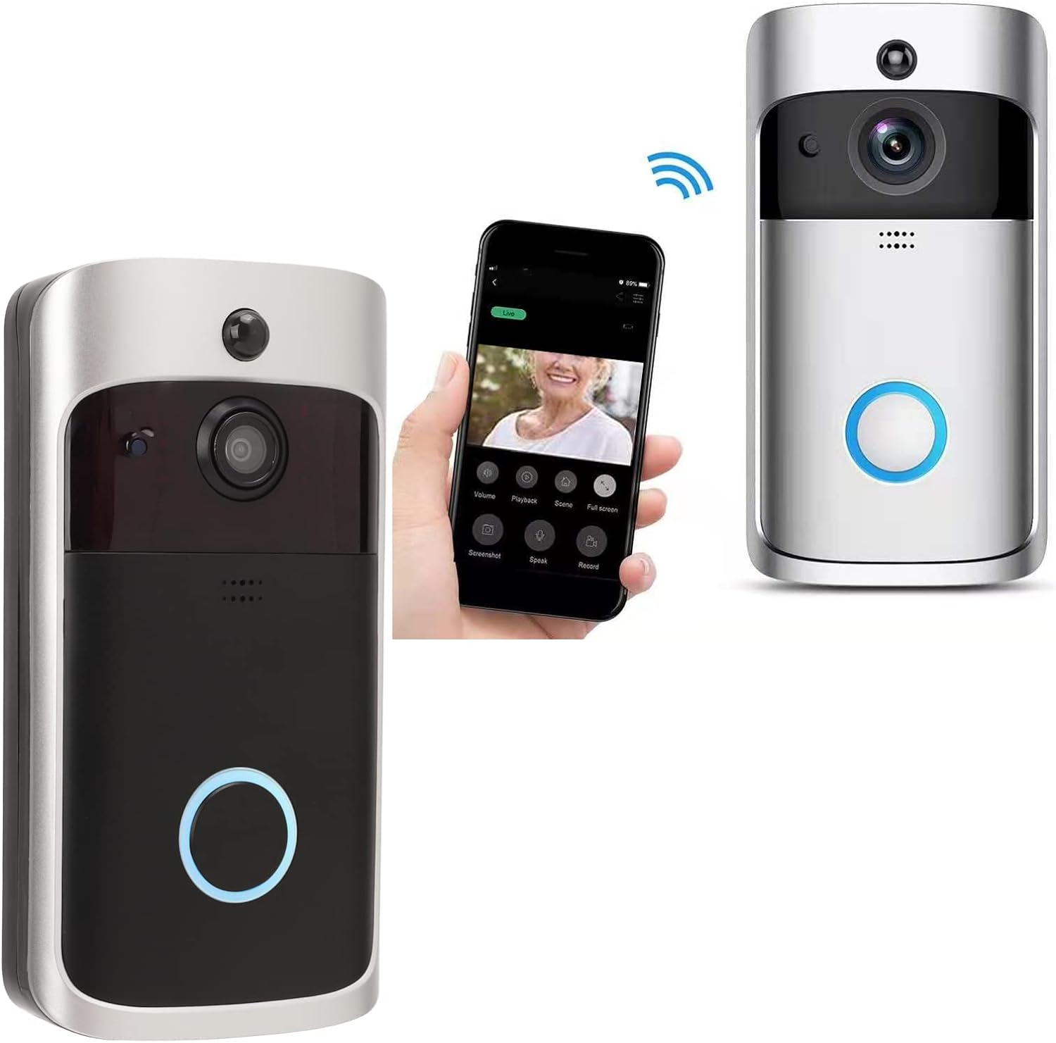 Sxhlseller Ring Video Doorbell,Wireless WiFi Video Doorbell Camera,Video Door Bell Intelligent WiFi 720P Camera Night Vision Remote Visual Intercom Doorbell for Home - Amazing Gadgets Outlet