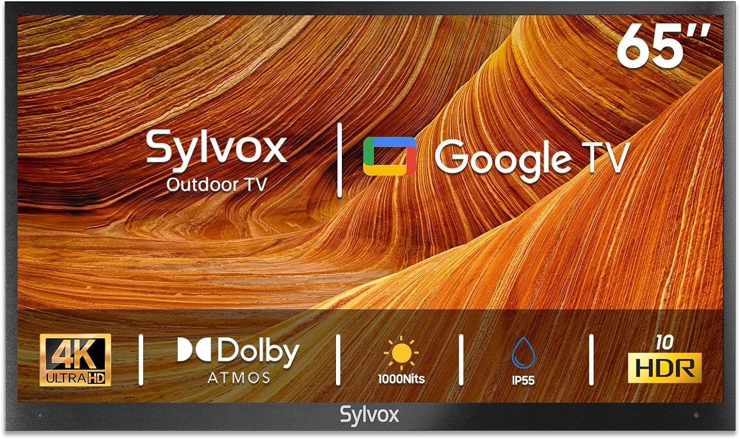 SYLVOX 55 inch Outdoor TV, 4K UHD Android Smart TV 1000Nit for Partial Sun, IP55 Waterproof Outside TV Chromecast Built - in, Voice Assistant, Bluetooth, WiFi, 3 HDMI Input (Deck Pro Series) - Amazing Gadgets Outlet