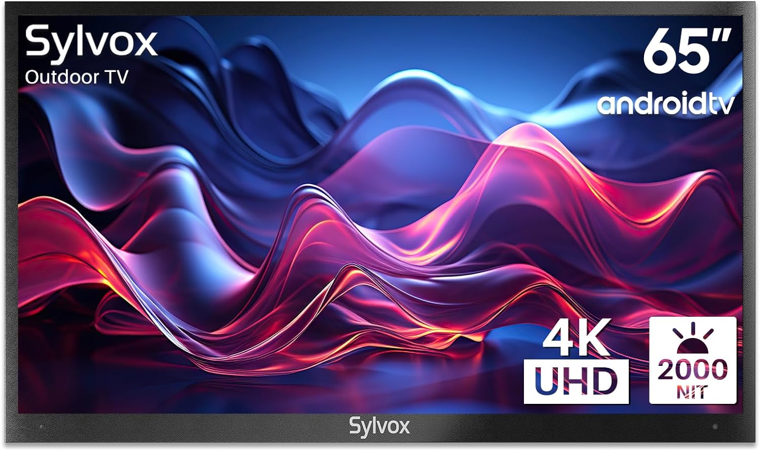 SYLVOX 75” Outdoor TV, 4K UHD Smart Outdoor Television 2000 nits High Brightness, IP55 Waterproof TV with Chromecast, Voice Assistant, Android Outside TV for Full Sun (Pool Pro Series) - Amazing Gadgets Outlet