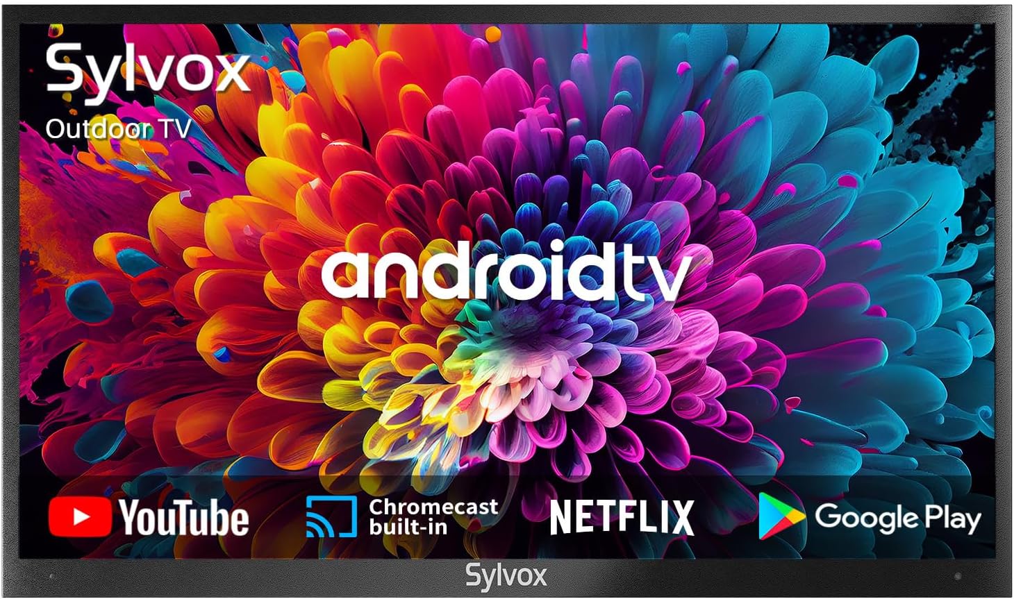 SYLVOX 75” Outdoor TV, 4K UHD Smart Outdoor Television 2000 nits High Brightness, IP55 Waterproof TV with Chromecast, Voice Assistant, Android Outside TV for Full Sun (Pool Pro Series) - Amazing Gadgets Outlet