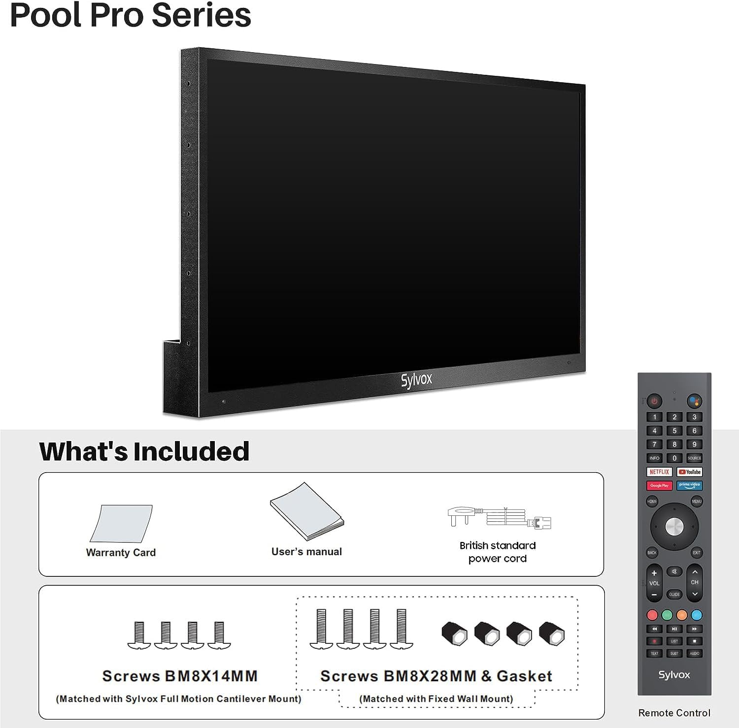 SYLVOX 75” Outdoor TV, 4K UHD Smart Outdoor Television 2000 nits High Brightness, IP55 Waterproof TV with Chromecast, Voice Assistant, Android Outside TV for Full Sun (Pool Pro Series) - Amazing Gadgets Outlet