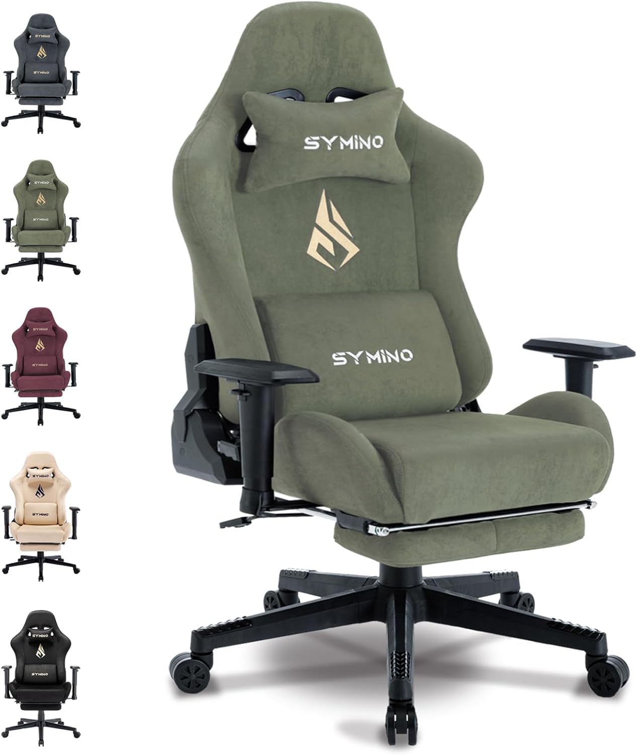 Symino Gaming Chair, Computer Chair with Footrest, Headrest and Lumbar Support, Ergonomic PC Chair, Height Adjustable Rotating Task Chairs, Gray - Amazing Gadgets Outlet