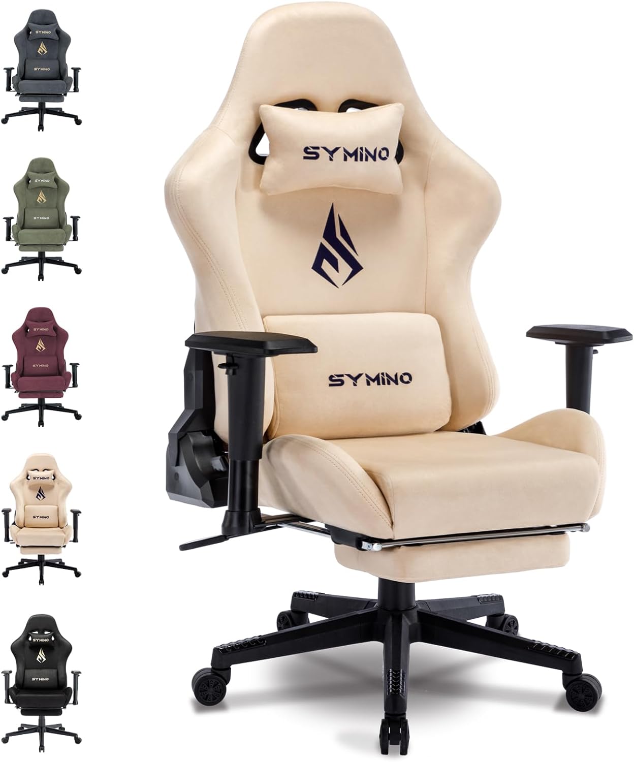 Symino Gaming Chair, Computer Chair with Footrest, Headrest and Lumbar Support, Ergonomic PC Chair, Height Adjustable Rotating Task Chairs, Gray - Amazing Gadgets Outlet