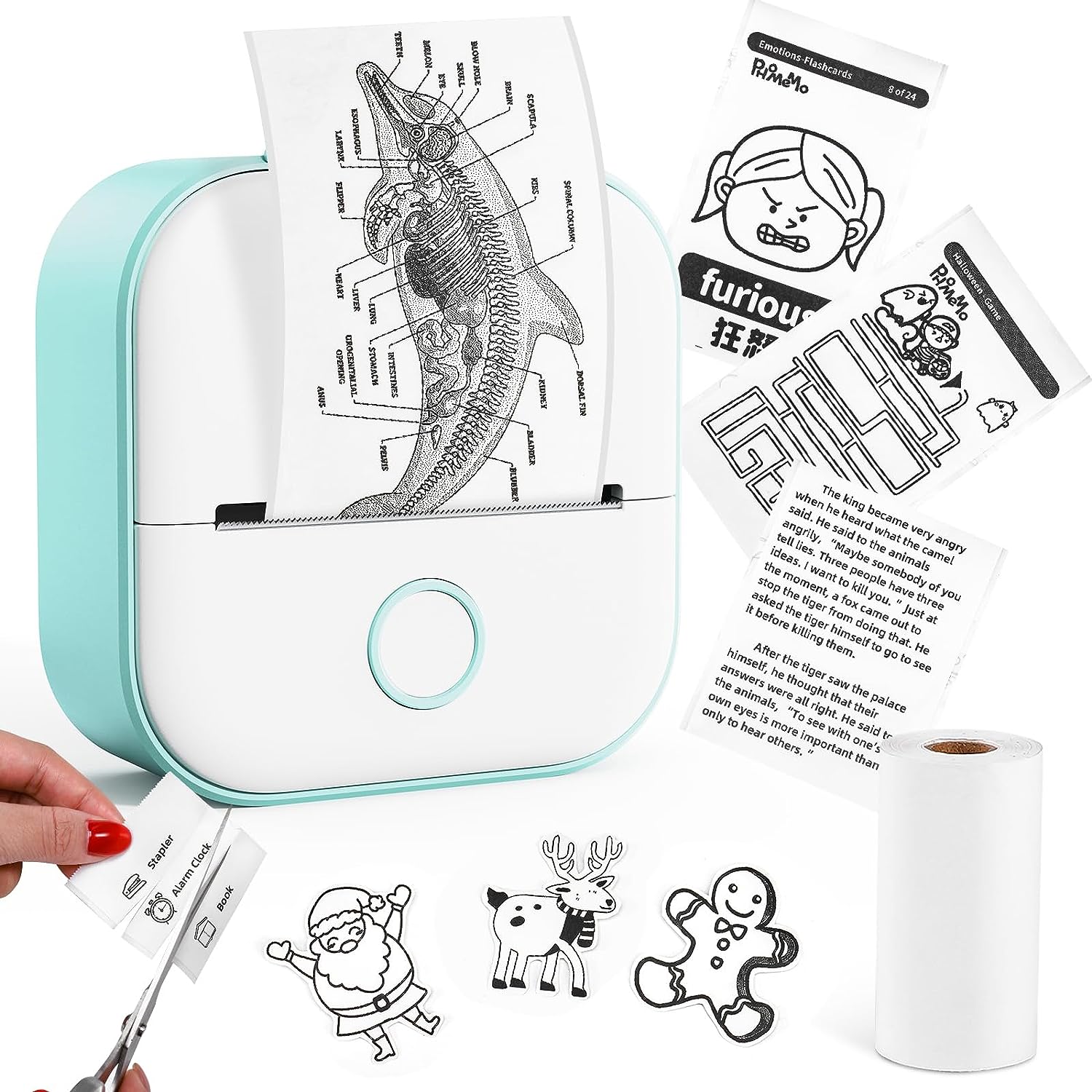 T02 Mini Printer - Bluetooth Inkless Instant Photo Printer, Small Thermal Pocket Sticker Printer, Portable Phone Picture Printer, for Kids Birthday, Children, White - Amazing Gadgets Outlet