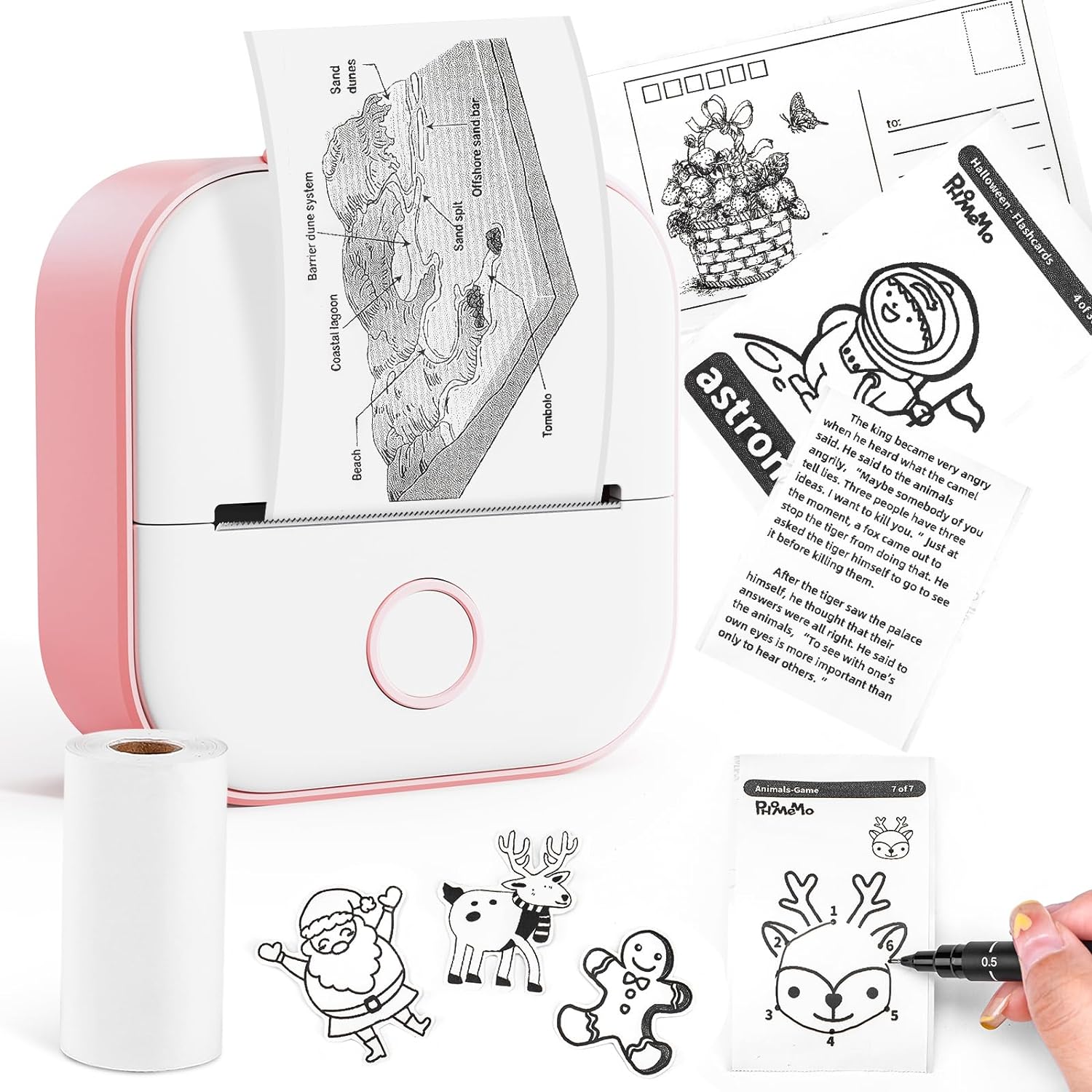 T02 Mini Printer - Bluetooth Inkless Instant Photo Printer, Small Thermal Pocket Sticker Printer, Portable Phone Picture Printer, for Kids Birthday, Children, White - Amazing Gadgets Outlet