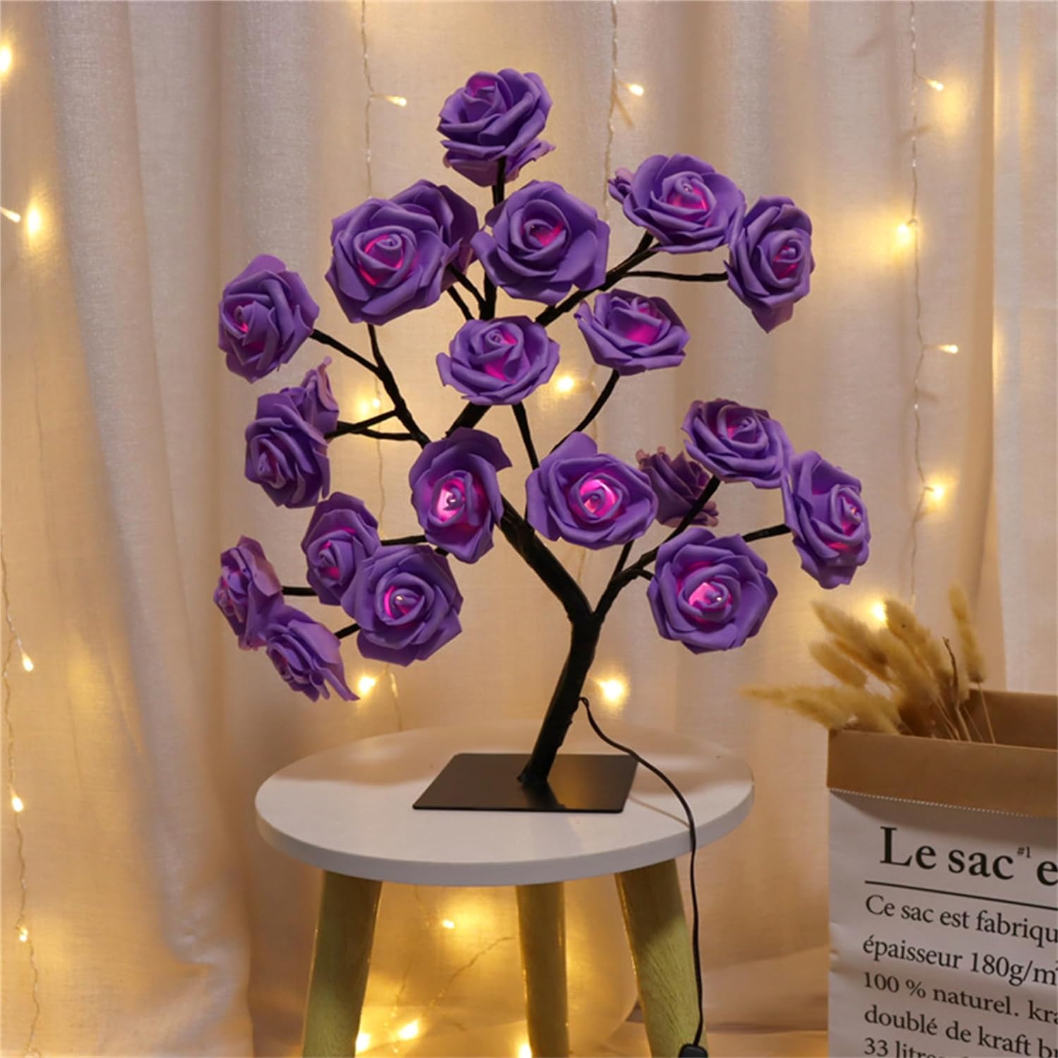 Table Lamp Rose Flower Desk Tree Lamp USB Operated Gift Tree Night Light Centerpiece Fairy Light for Mother's Father's Day Home Bedroom Valentines Easter Wedding Party Decor LED Desk Light (Pink) - Amazing Gadgets Outlet